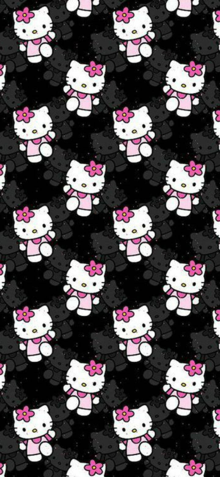 Очарователен черен дизайн на Hello Kitty Тапет