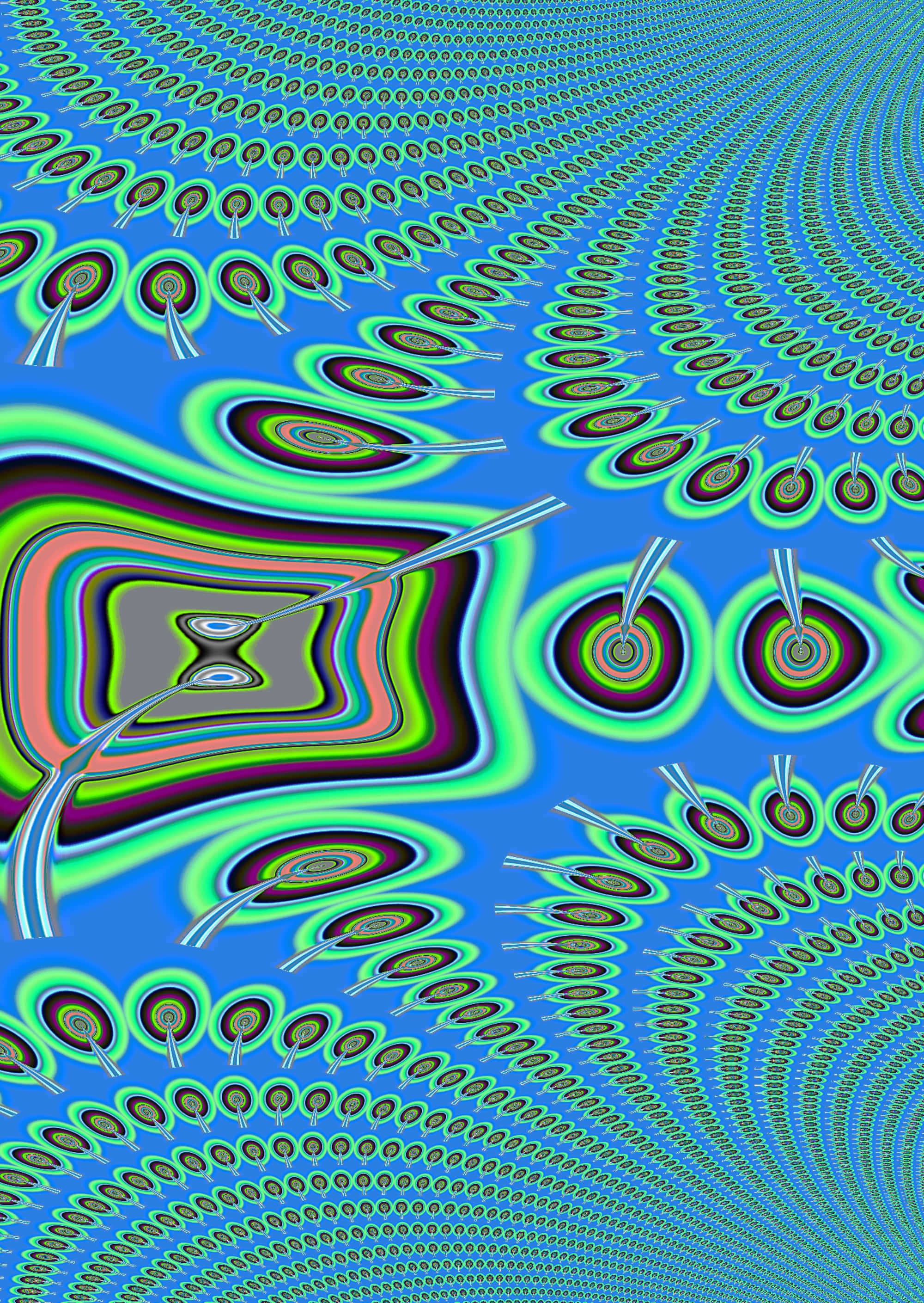 Позволете на ума ви се отдалечи с тази зашемляваща трипова синя пейзаж Тапет
