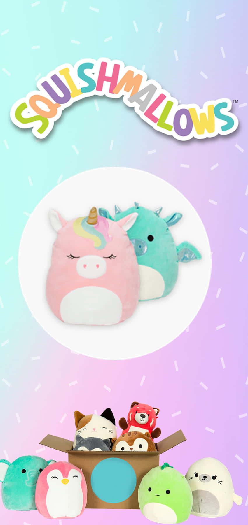 Портретен небесносин и лилав Squishmallow фон Тапет