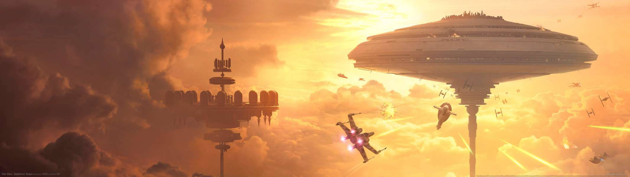 Потопите се в Беспин от Star Wars Battlefront с двоен екран Тапет