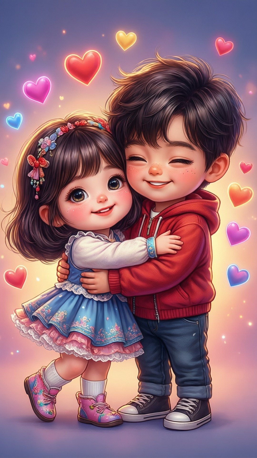 Прегръдка на анимационна двойка Тапет