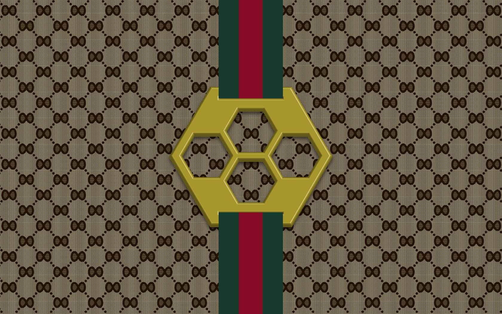 Привлекателен златисто-кафяв фон на Gucci Тапет
