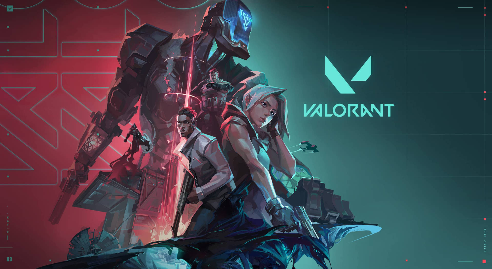 Valorant червен и тюркоазен тапет