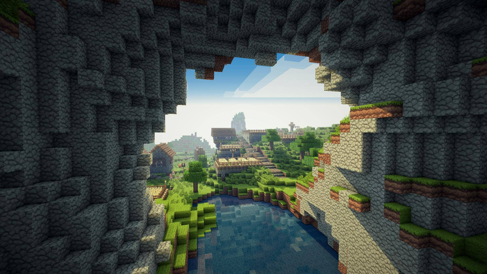Minecraft големи пещерни стени гора HD тапет