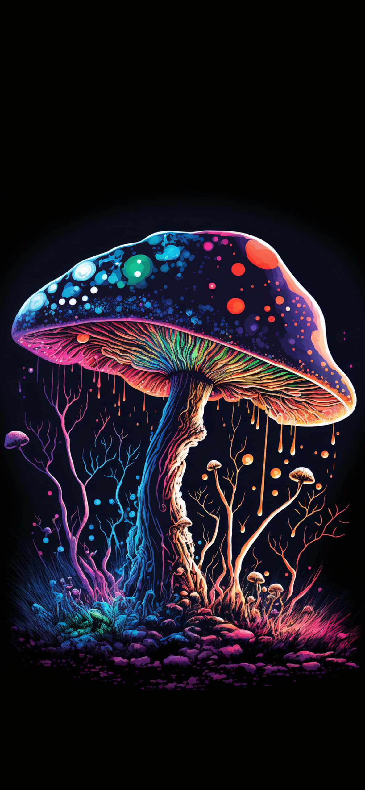 Психеделичен фон с гъби Тапет