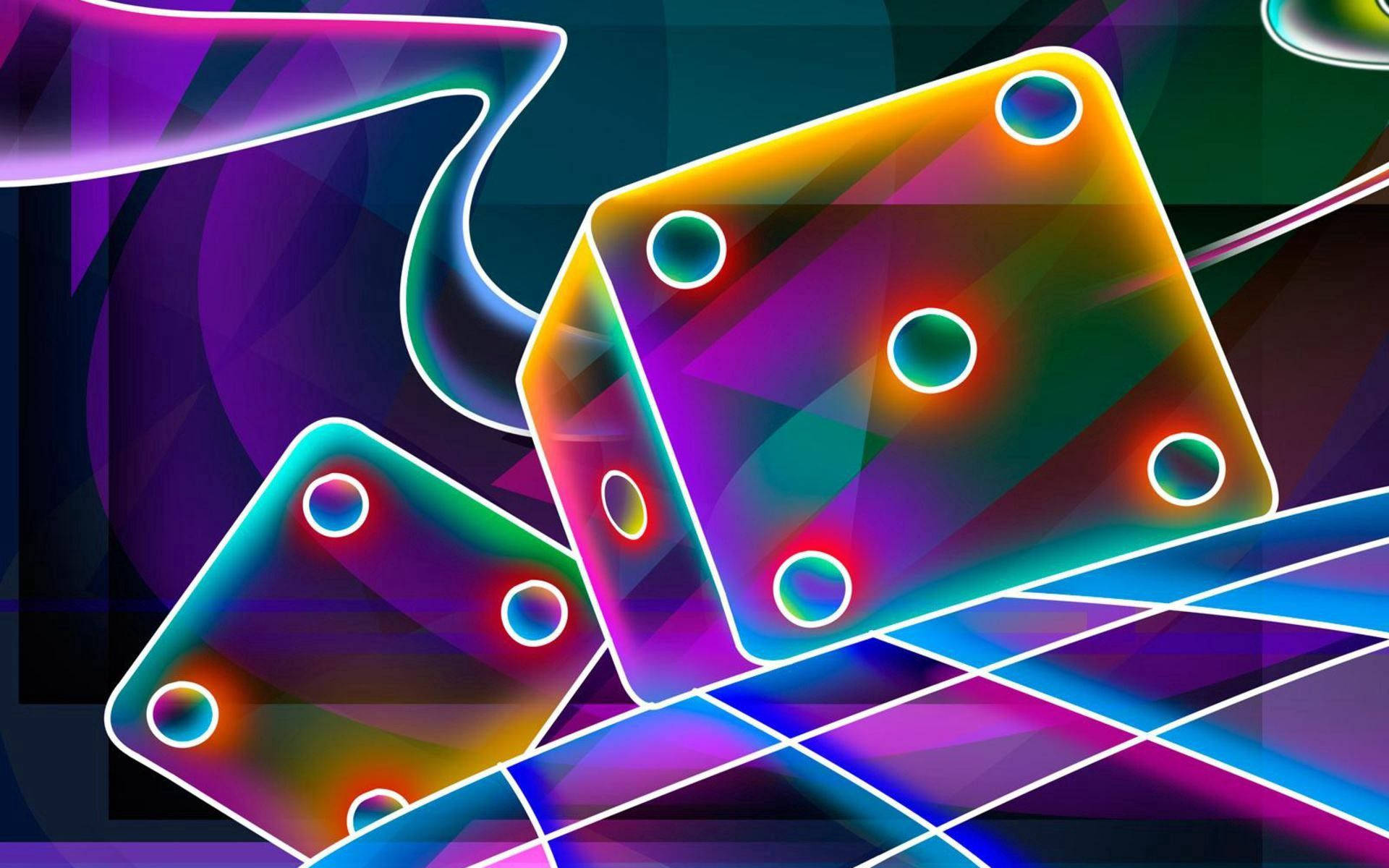 3D неонови многоцветни психеделични огромни зарове тапет.