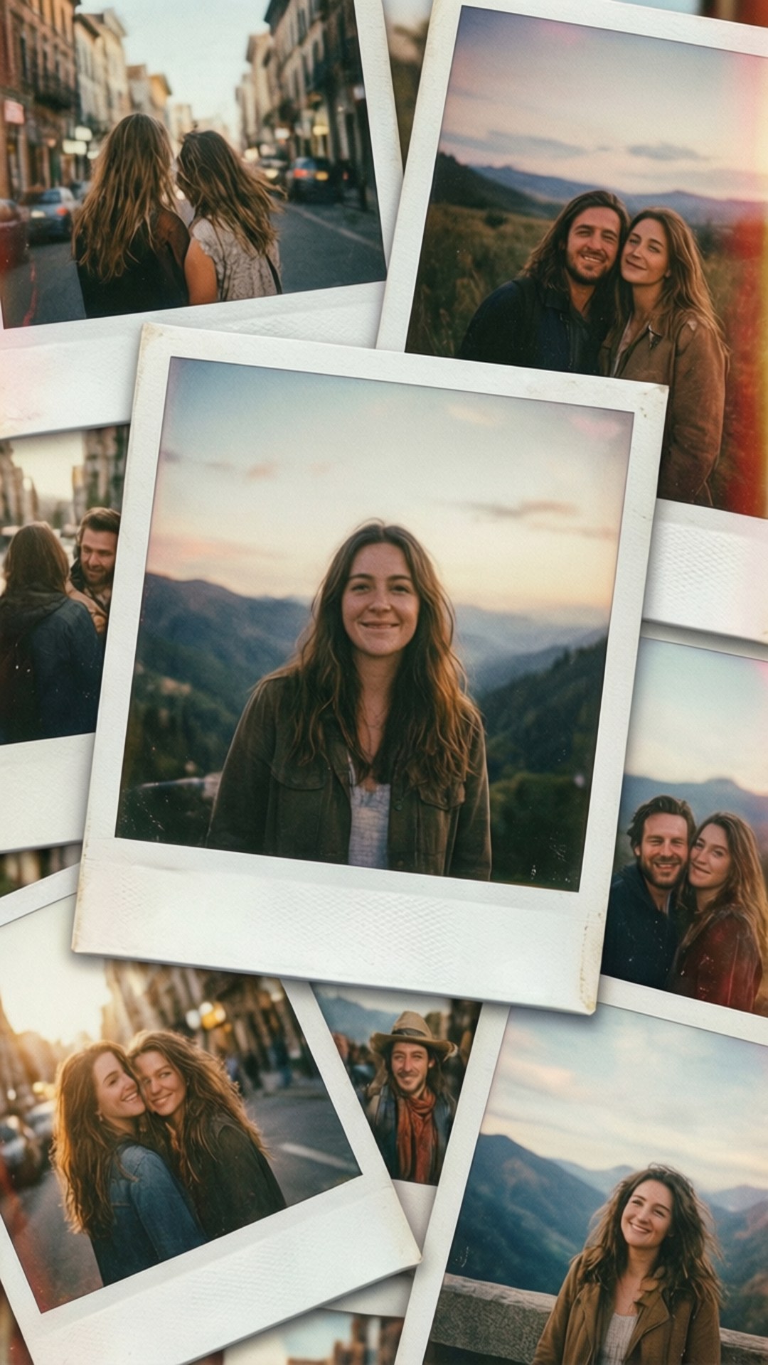 Пътешествие в колаж от Polaroid снимки Тапет