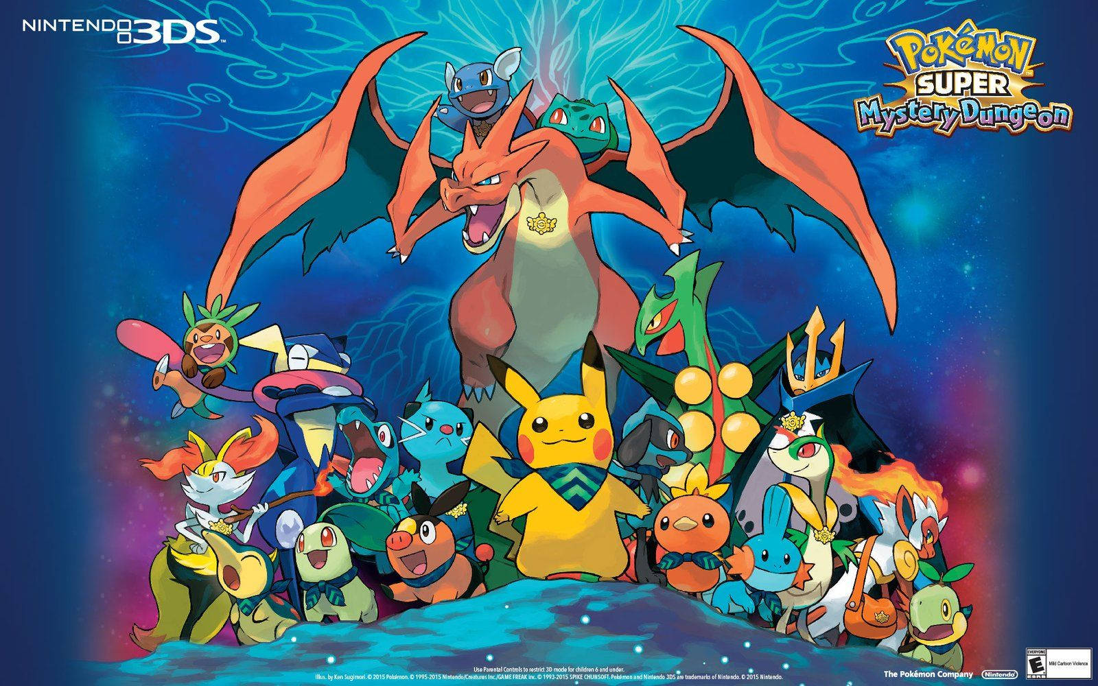 Покемони Pikachu, Bulbasaur, Ivysaur, Charmeleon, Charizard и Squirtle заедно с други покемони в мистериозно подземие.