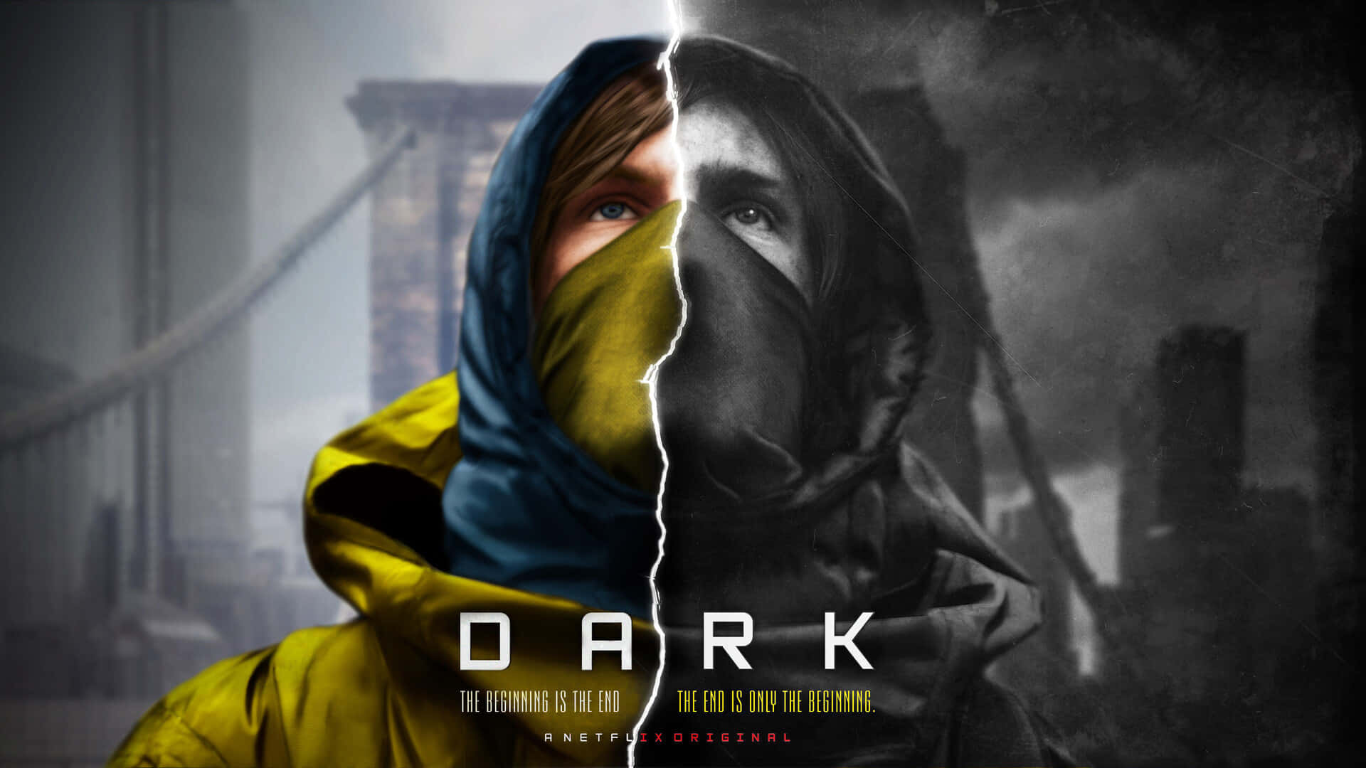 Разделен постер на оригиналния сериал Dark от Netflix Тапет