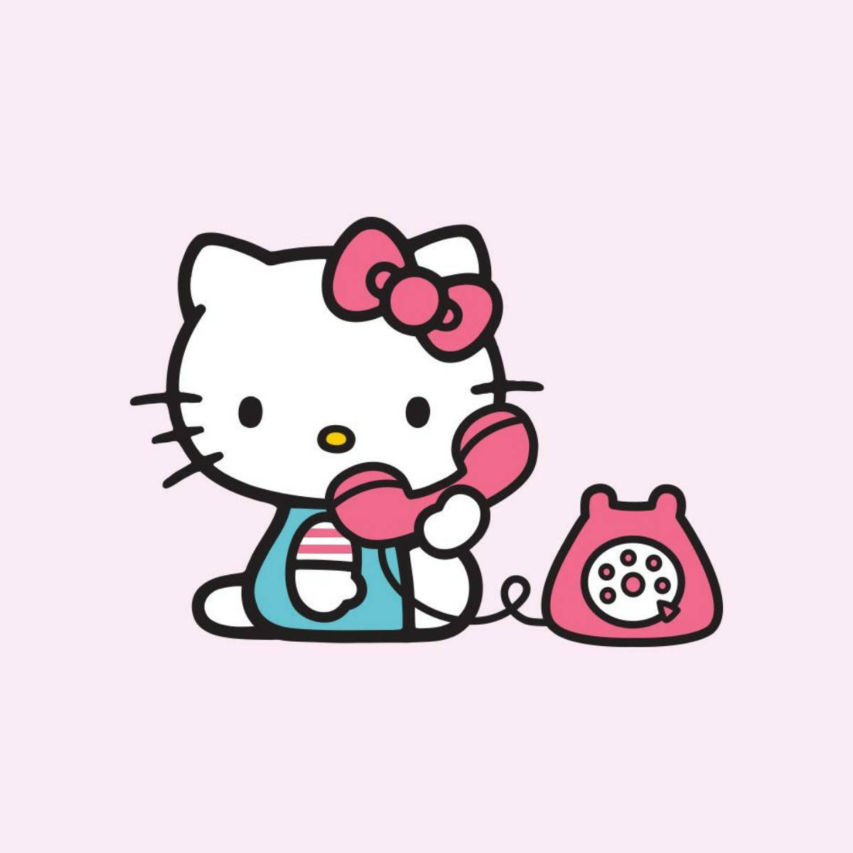 Ретро телефон и Hello Kitty PFP Тапет