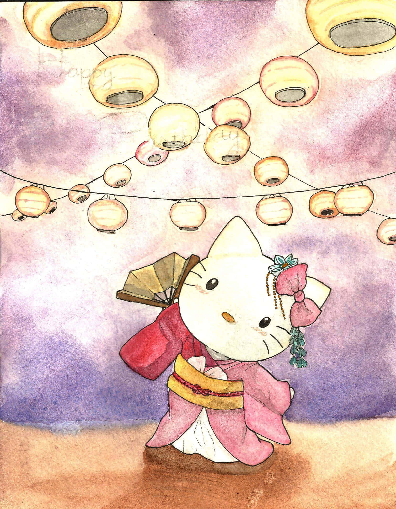Рисунка на Hello Kitty Sanrio за профилна снимка Тапет