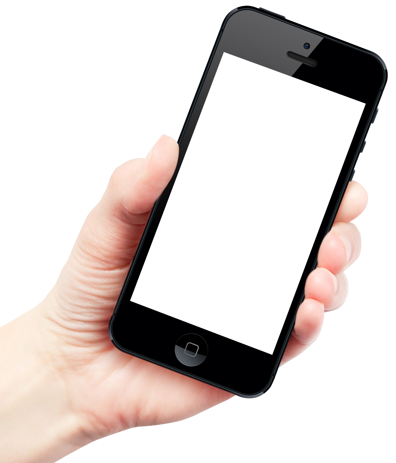 Ръка, държаща черен смартфон макет Тапет