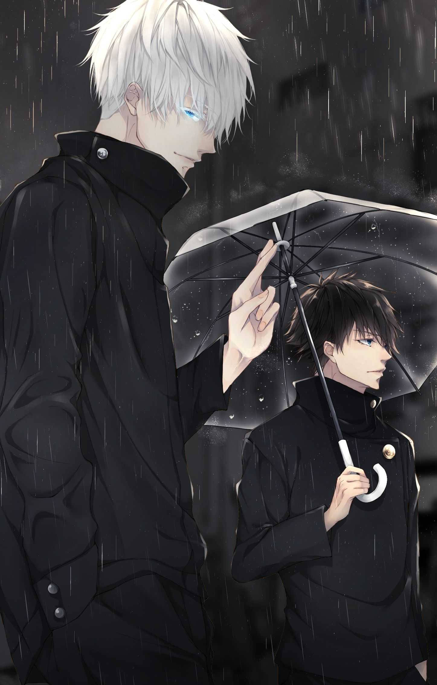 Сатору и Мегуми Jujutsu Kaisen телефон тъмно дъждовно Тапет