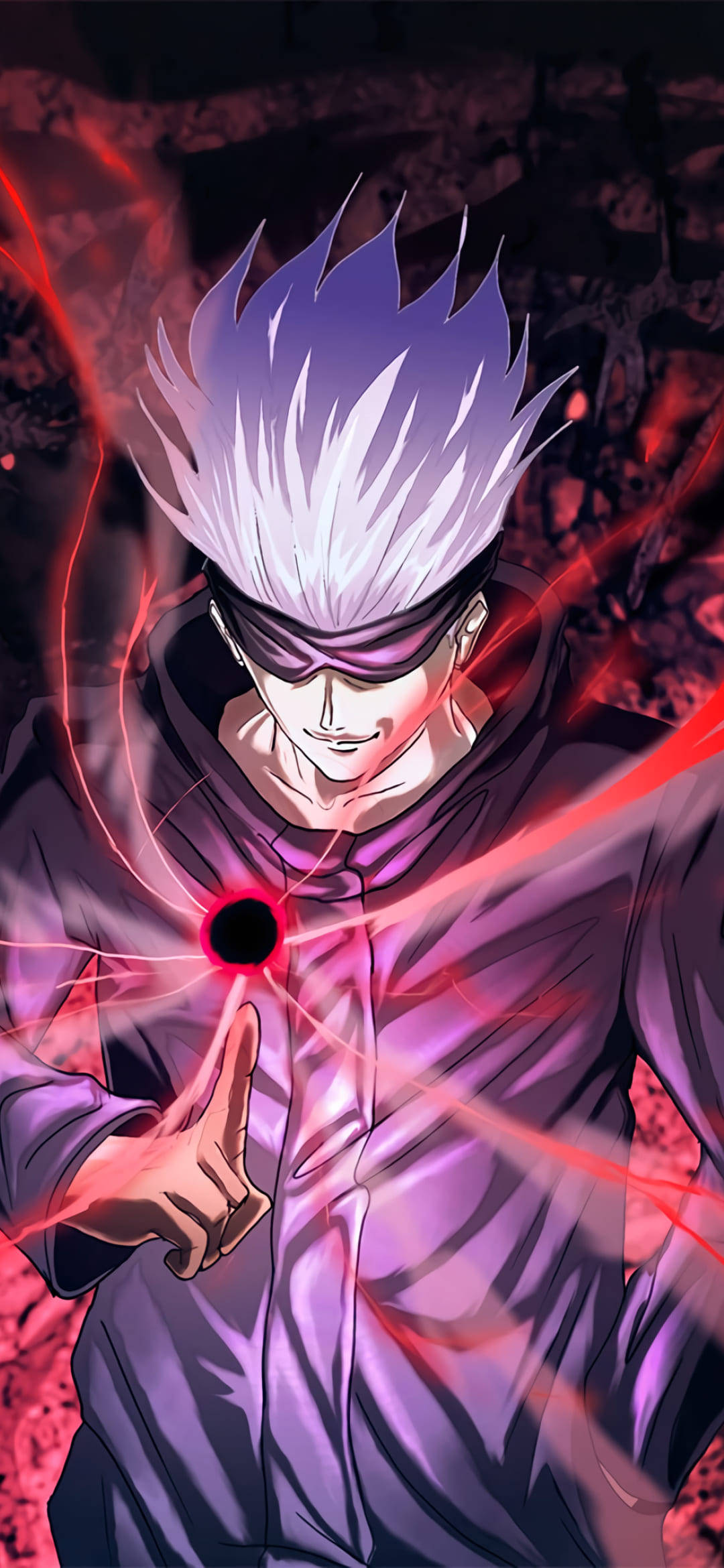 Сатору Червена прокълната техника Jujutsu Kaisen телефон Тапет