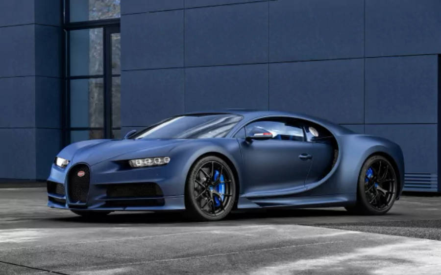 Син Bugatti Chiron 4K Тапет