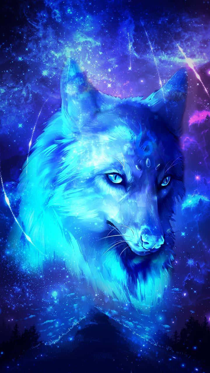 Син вълк на галактичен фон Тапет