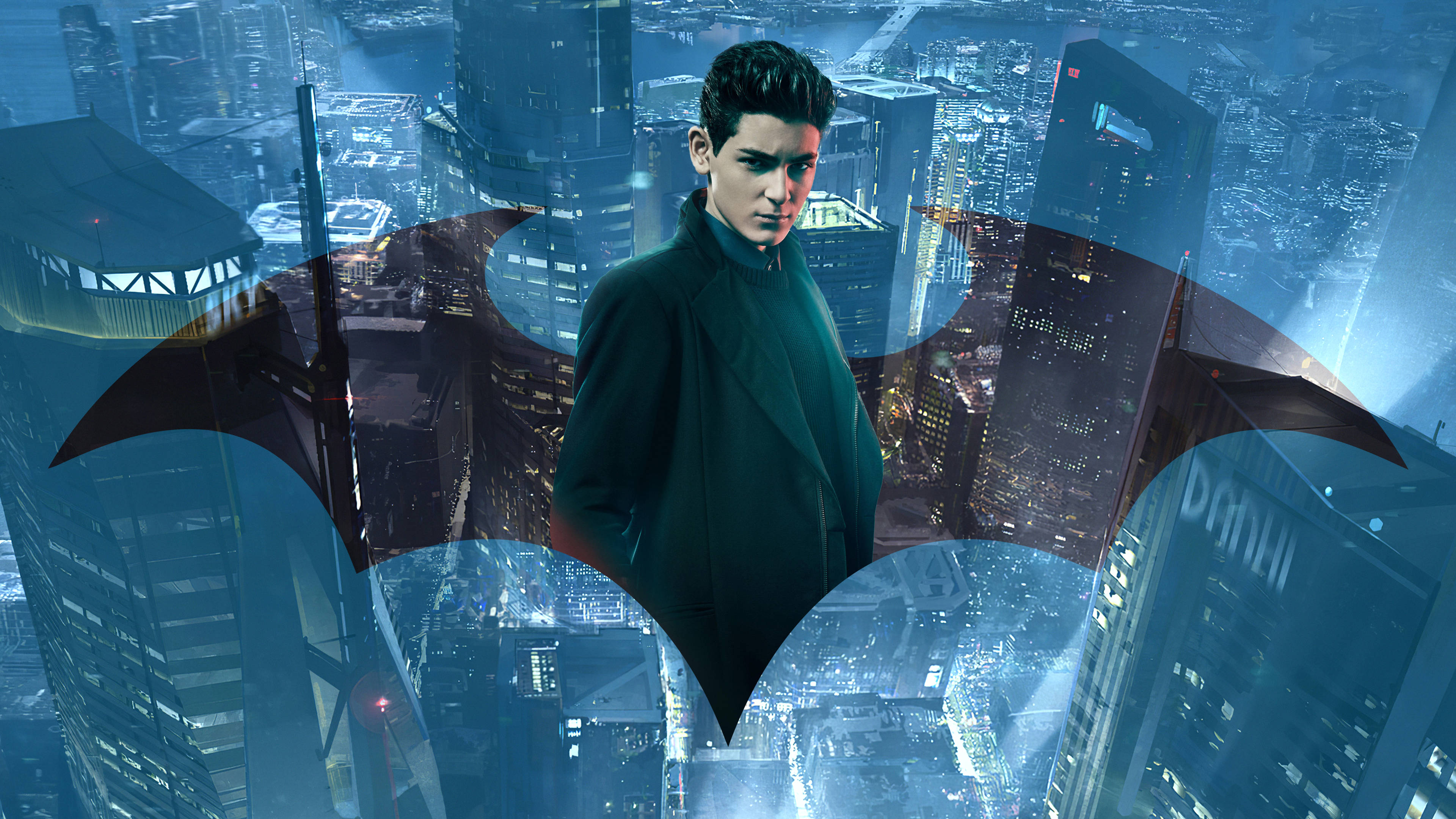 Син естетик 4K Gotham Батман Тапет
