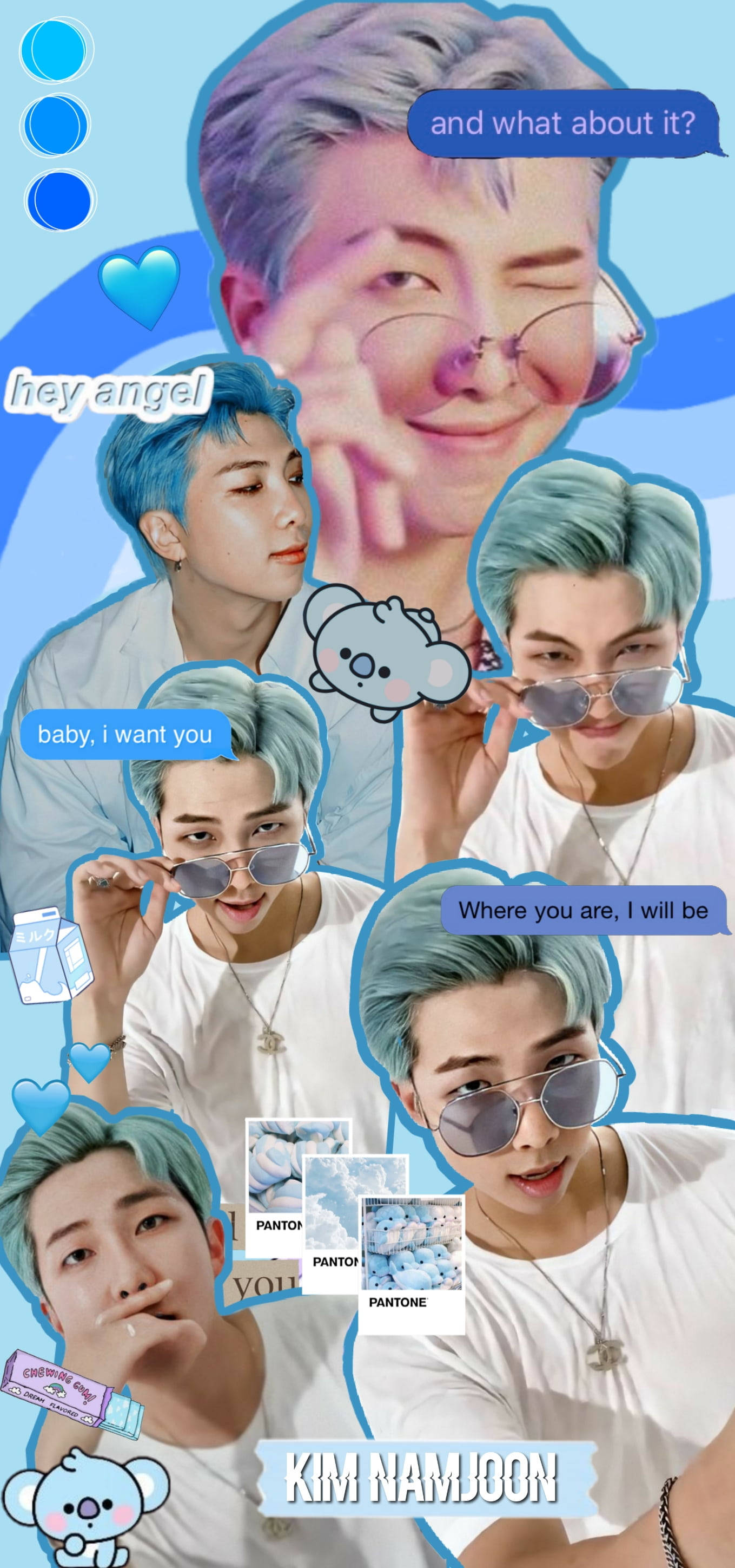 Син естетик BTS RM сладък Тапет