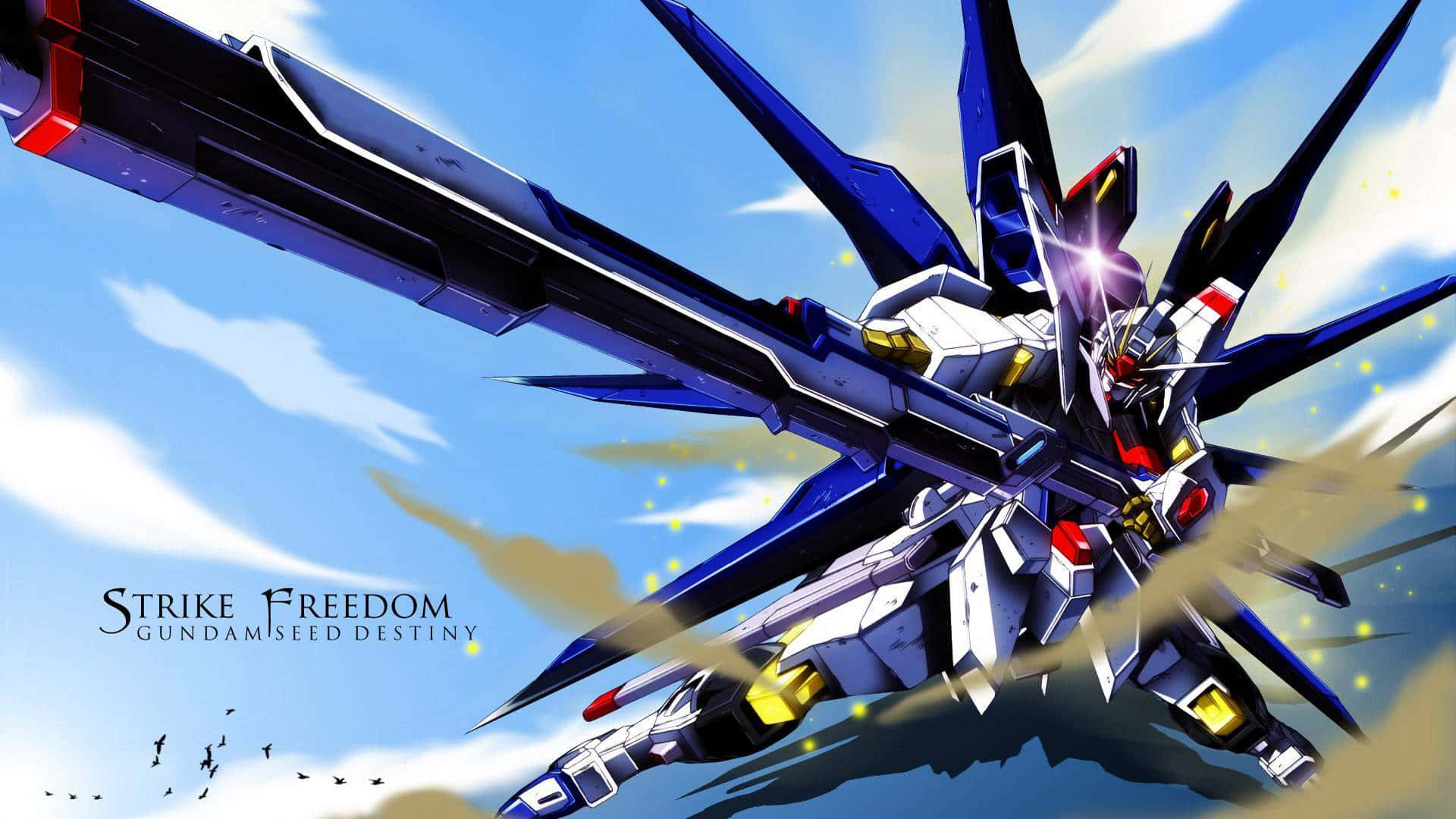 Син и бял Gundam за работен плот Тапет