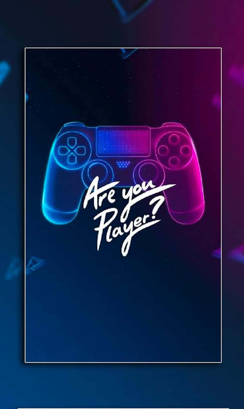 син и лилав PS4 контролер с надписът are you a player? Тапет