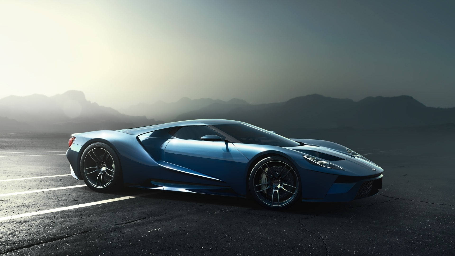 Син спортен автомобил Ford GT Тапет