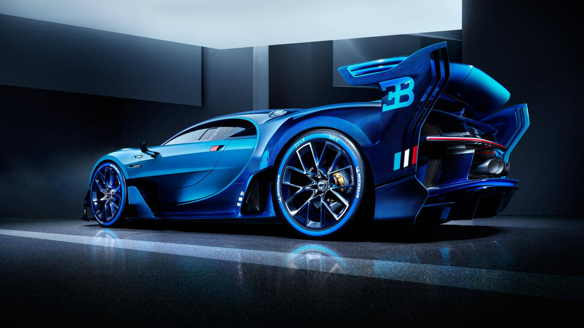 Син спортен автомобил Bugatti 3B Тапет