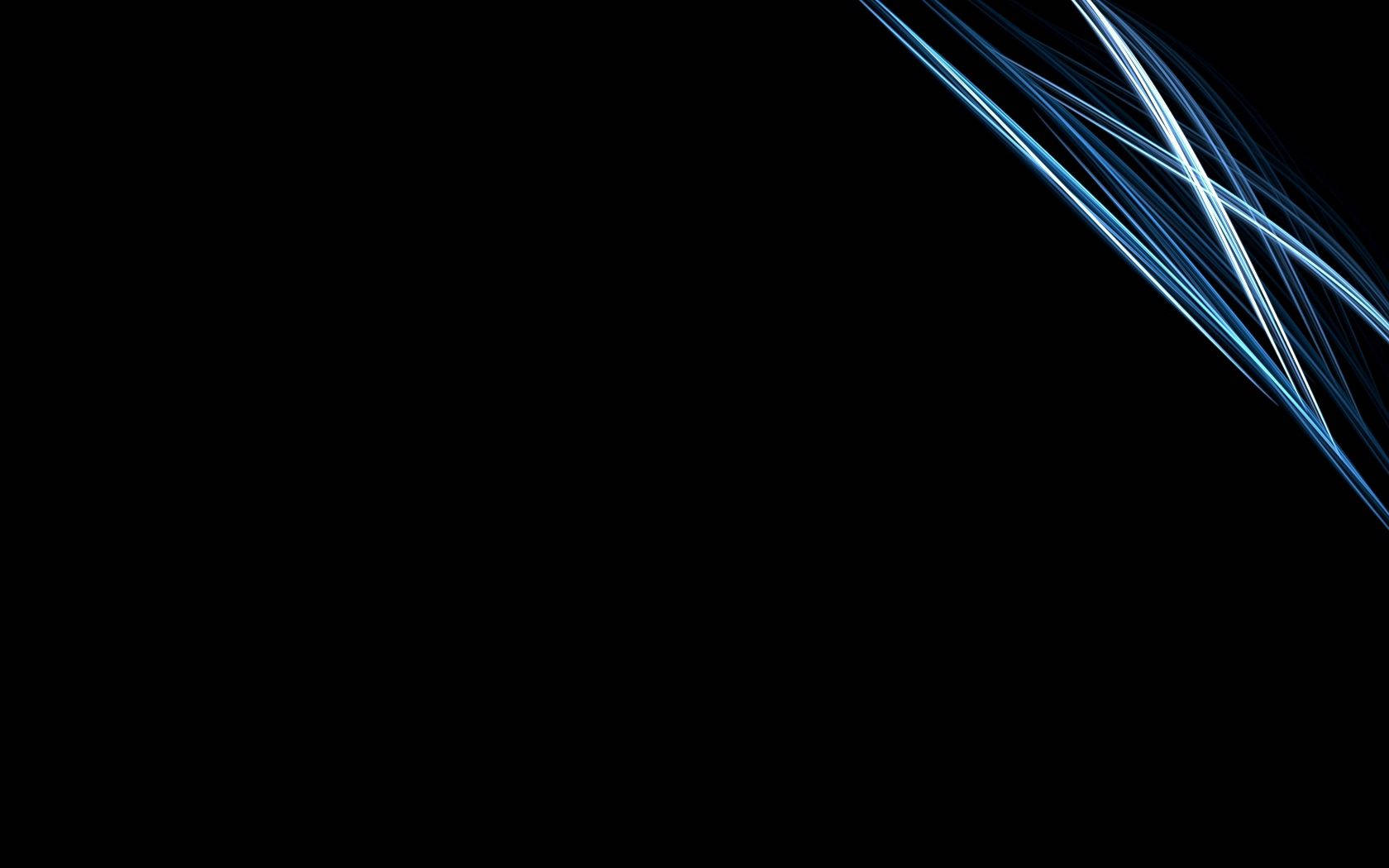 Сини, бели и сребърни вълнообразни светещи линии в горния десен равнинен участък на черен фон