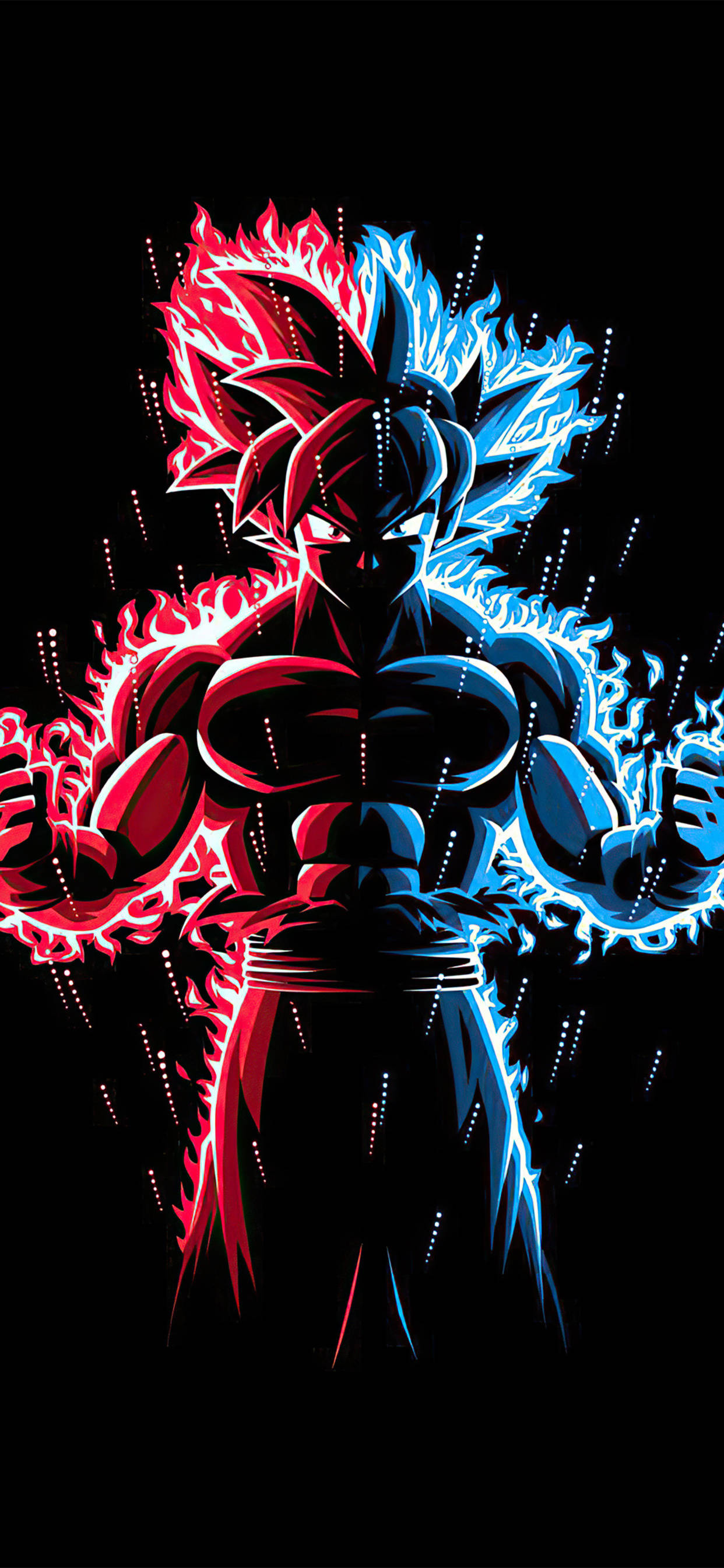 Синь и червен Гоку от Dragon Ball Z за iPhone Тапет