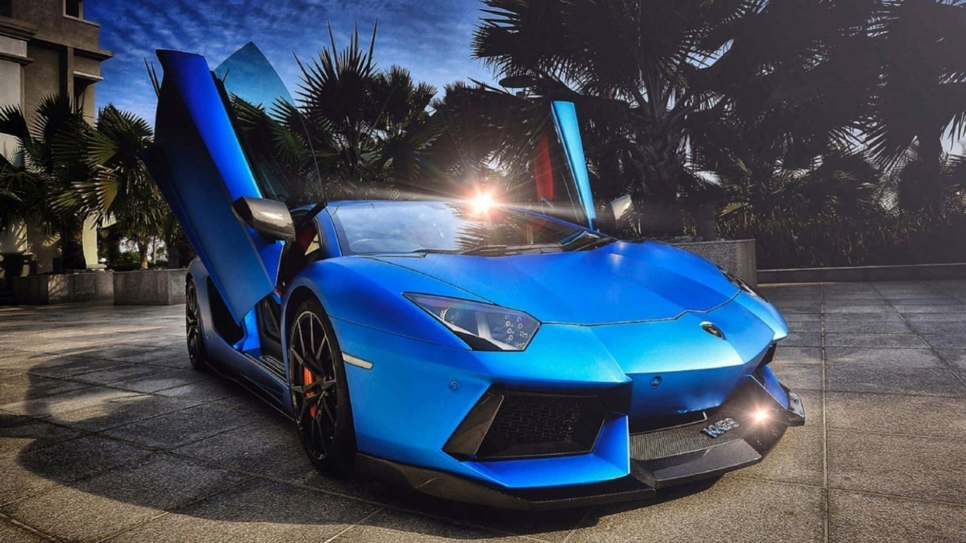 Синьо Lamborghini Aventador Cool Екстериор Тапет