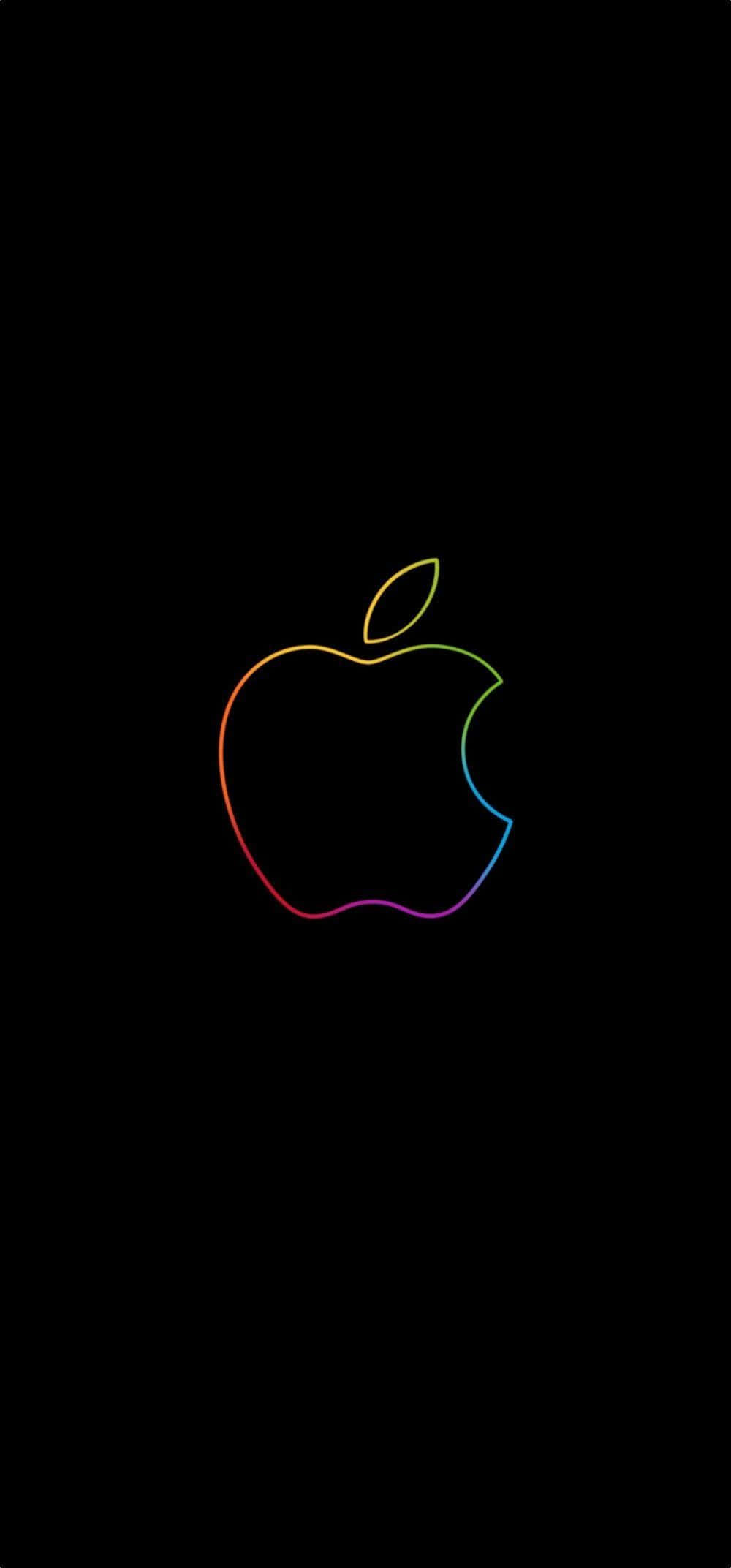 Сиящо Apple Rainbow лого на елегантен iPhone фон Тапет