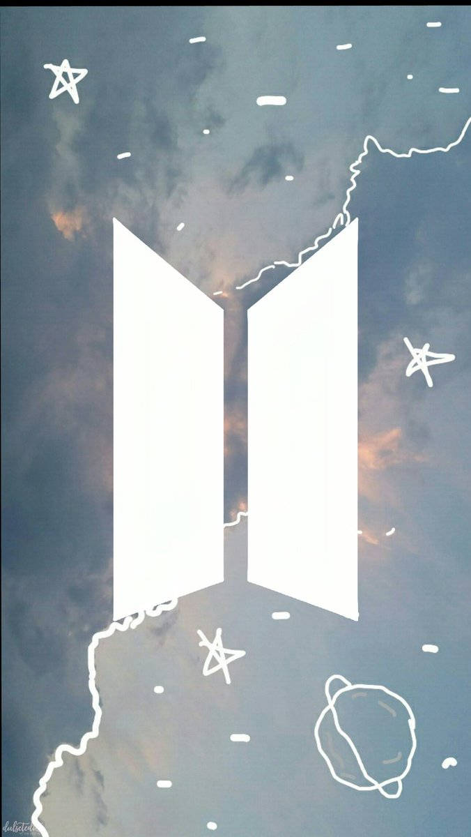 Тапет със сладка графика с лого на BTS