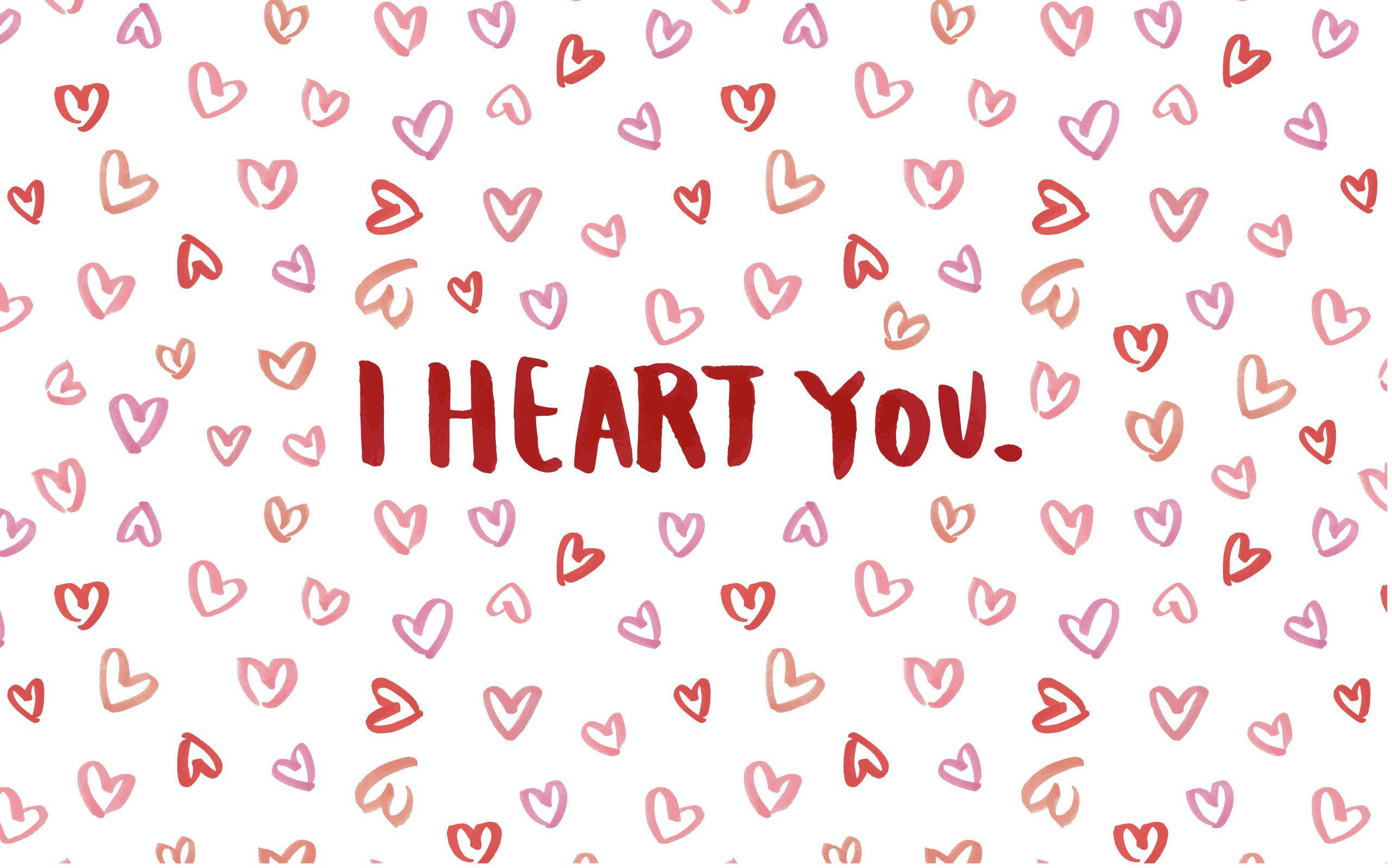 Сладка естетика "I Heart You" за компютър Тапет