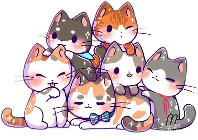 Сладка карикатурна купчина котки Тапет