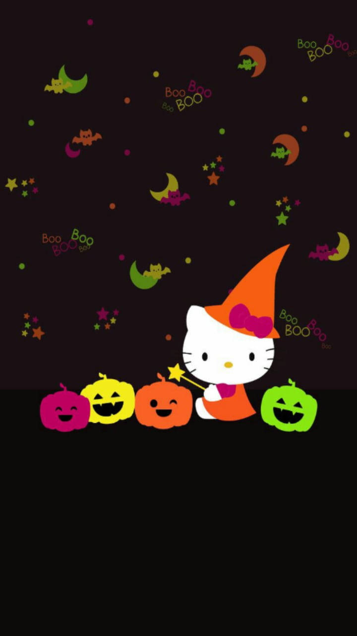 Сладка Хелоуин Черна Hello Kitty Тапет