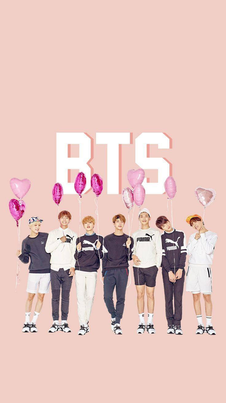 Сладки сърдечни балони BTS Тапет