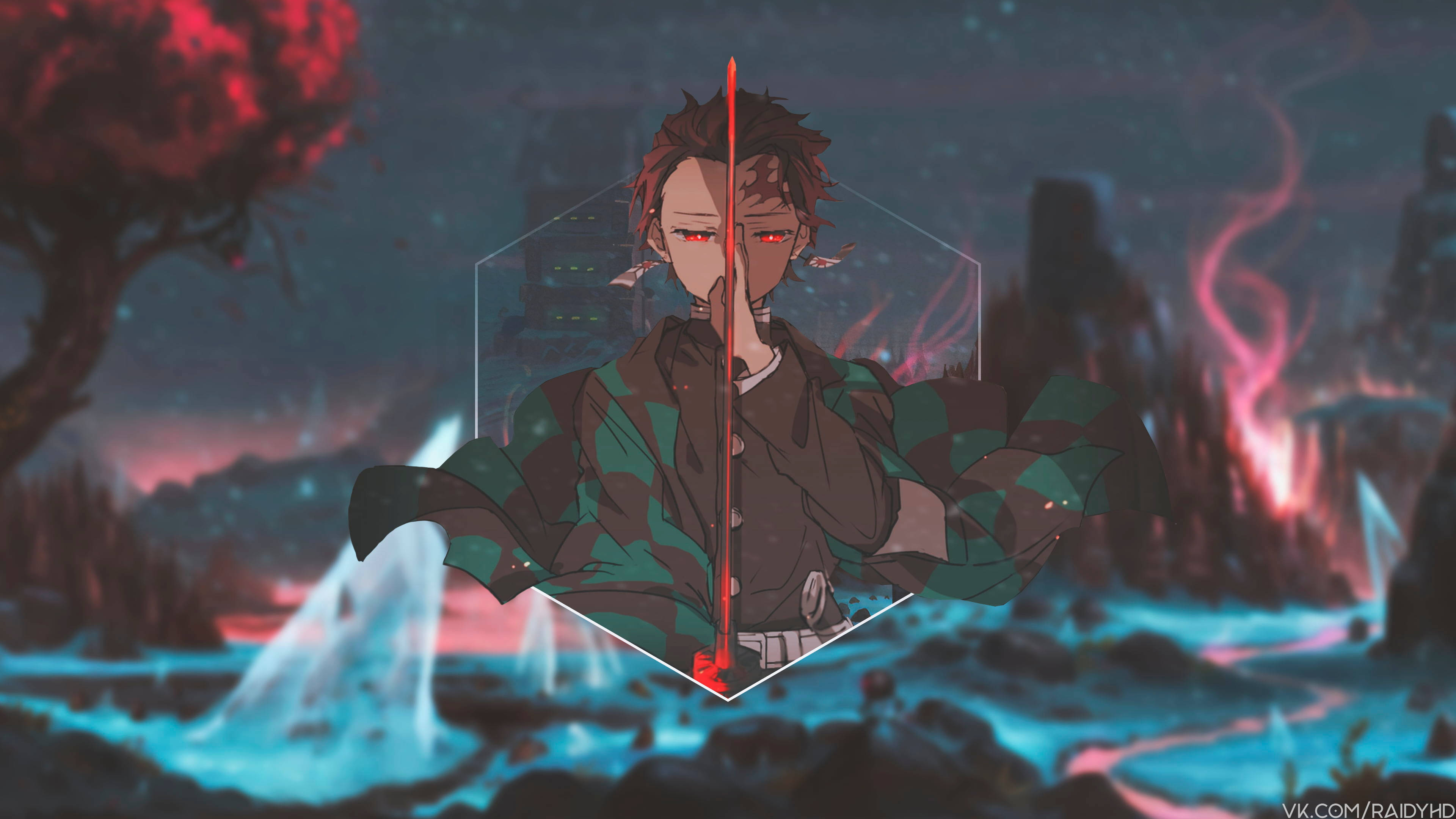 Сладко аниме момче Танджиро от Demon Slayer Тапет