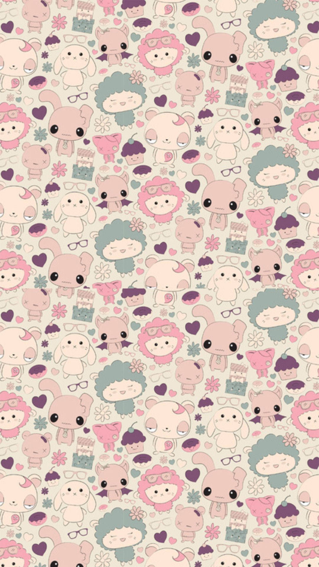 Kawaii животни модел тапет. — Кавай Тапет