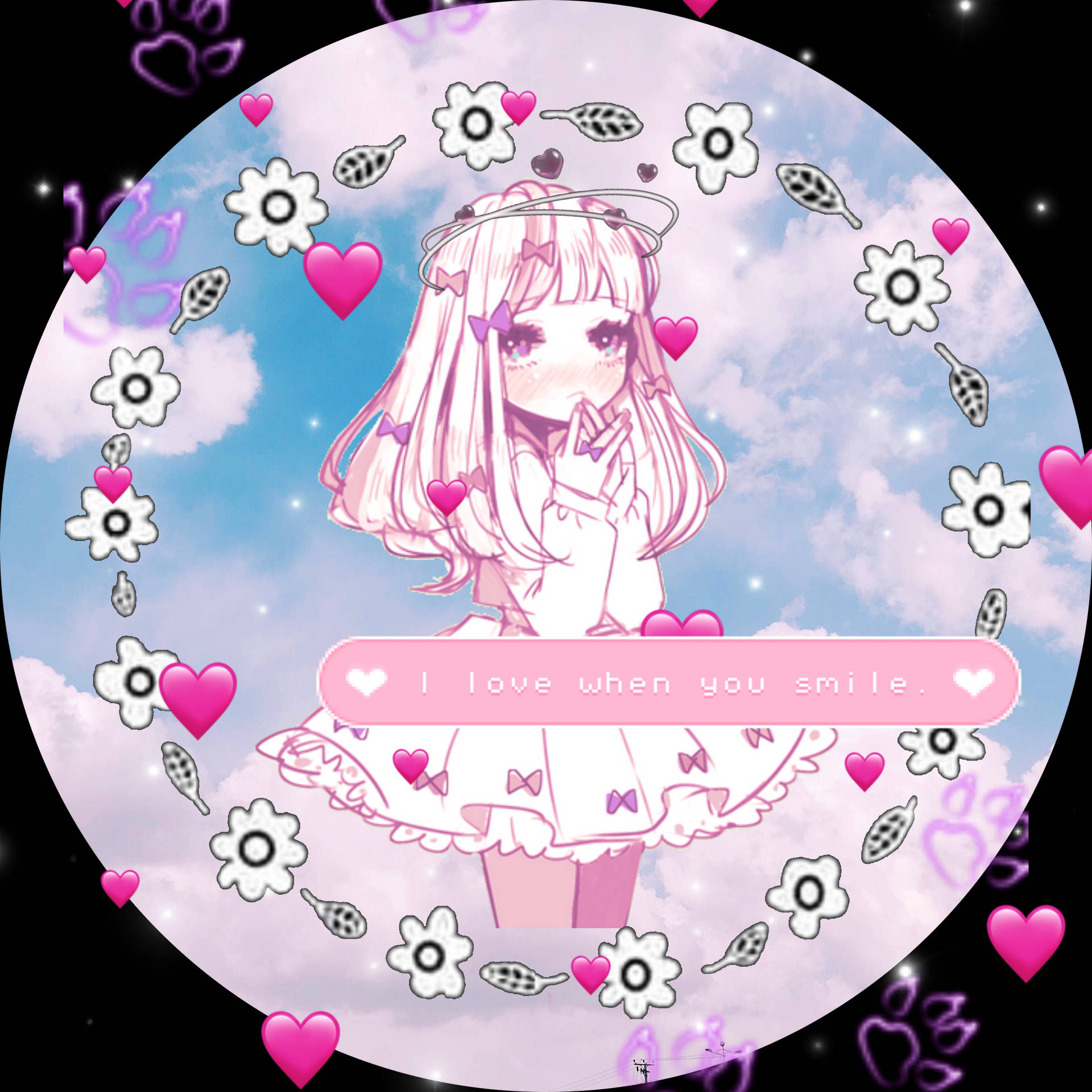 Сладък PFP с аниме момиче и цветя