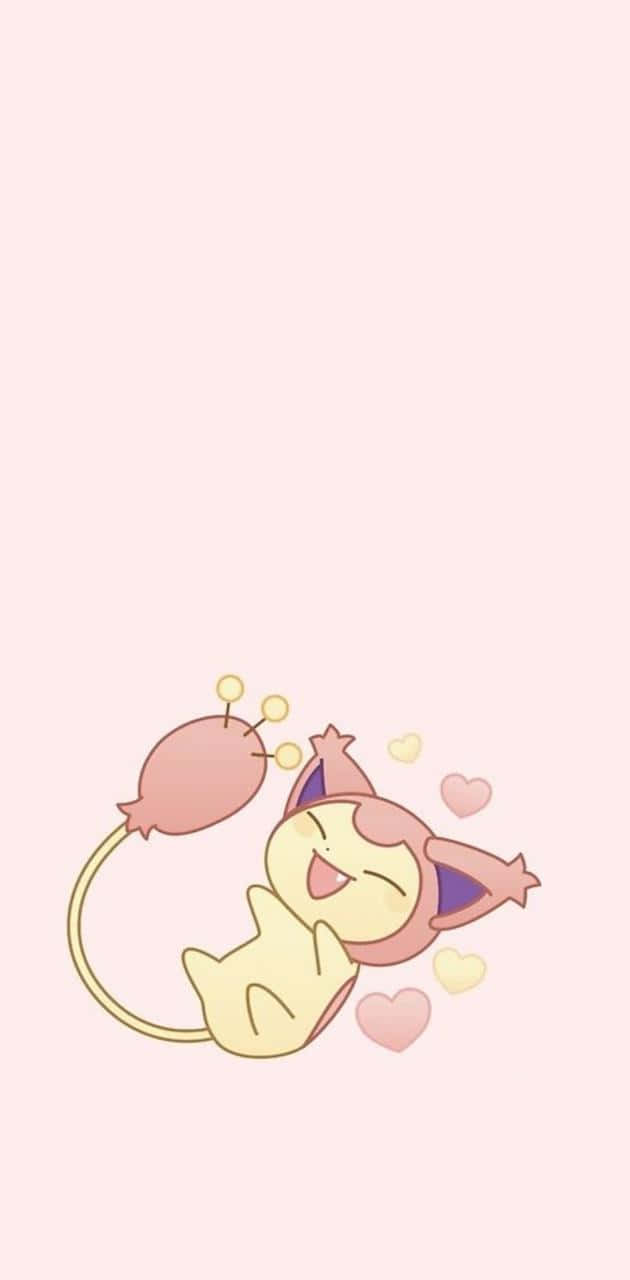 Сладък розов Скити със сърца Тапет