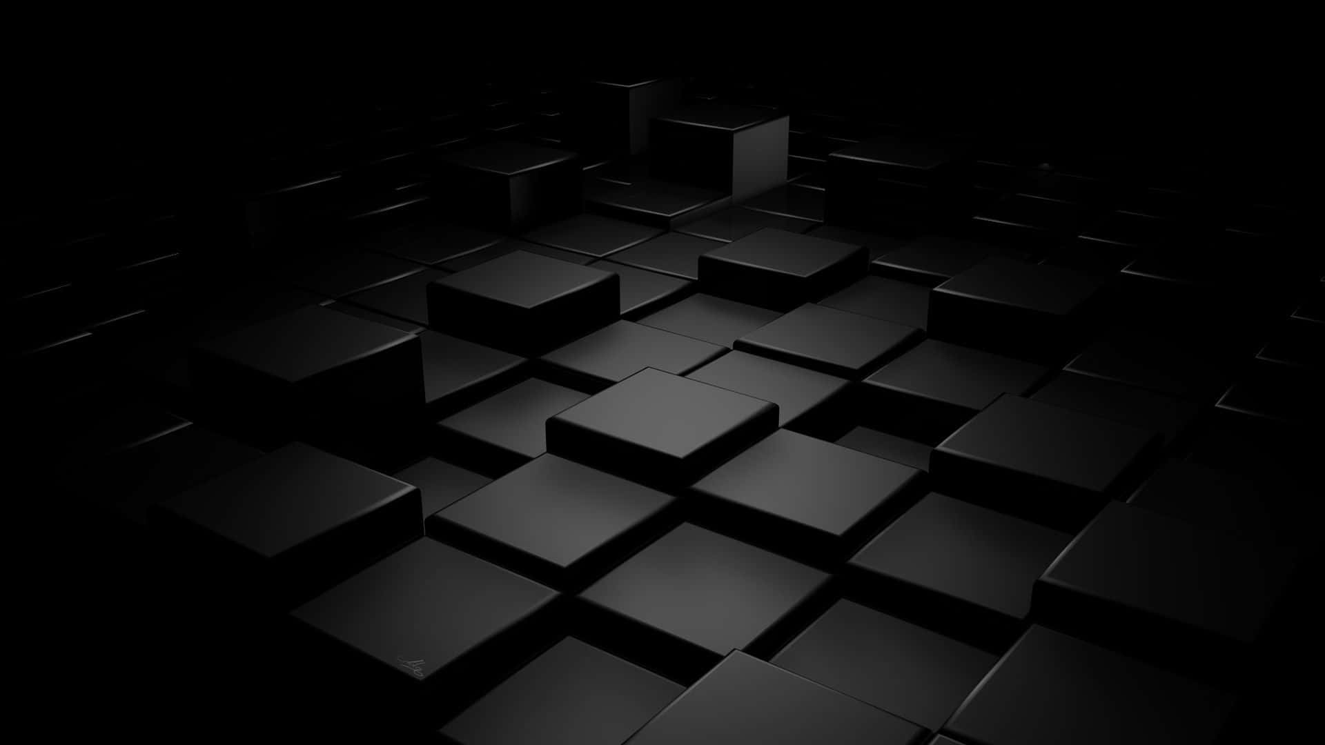 Сливащи се 3D кубове на изцяло черен фон Тапет