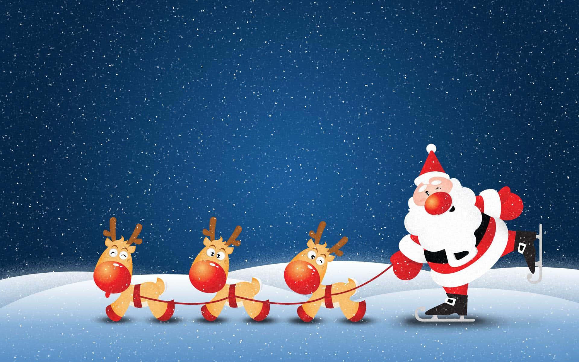 Смешен селфи със Санта и северен елен Тапет