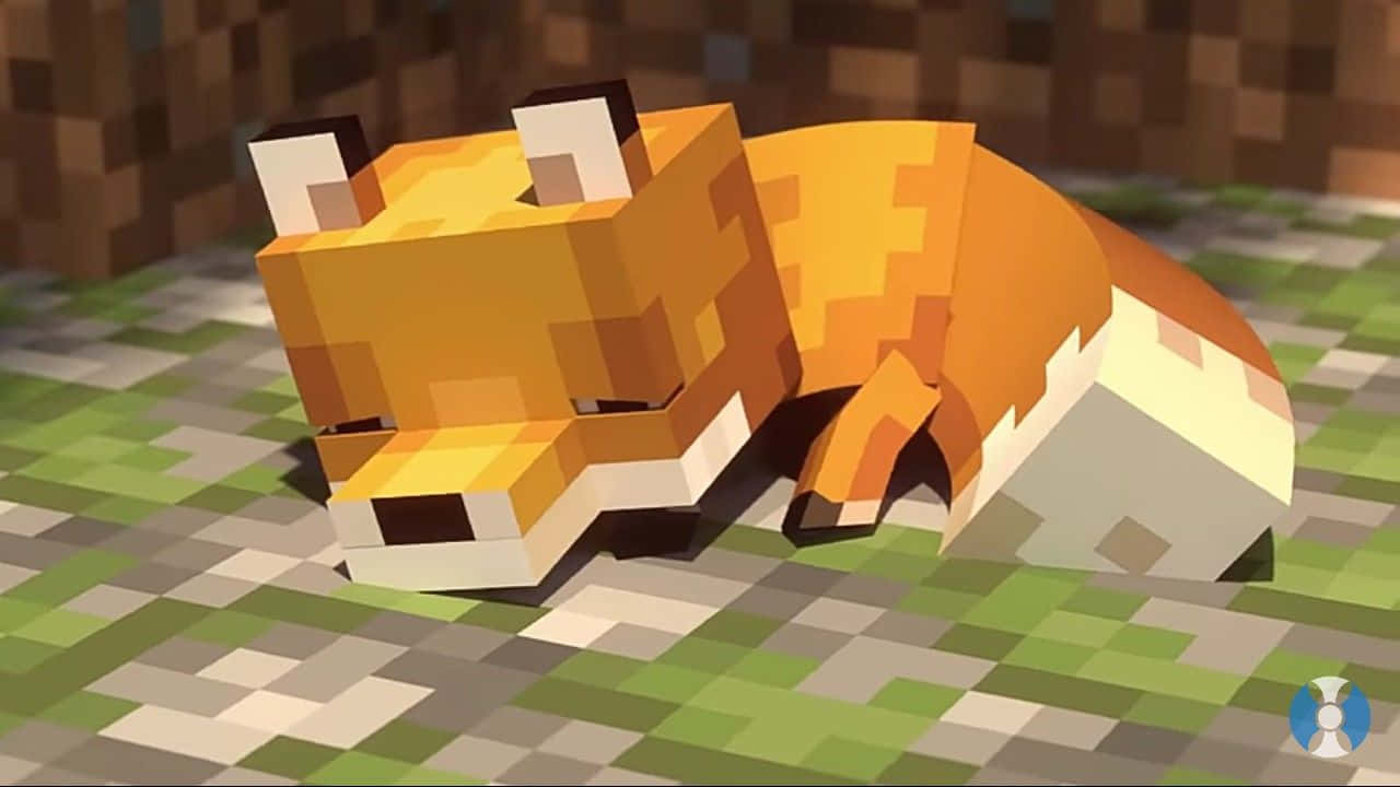 Спяща сладка лисица от Minecraft Тапет