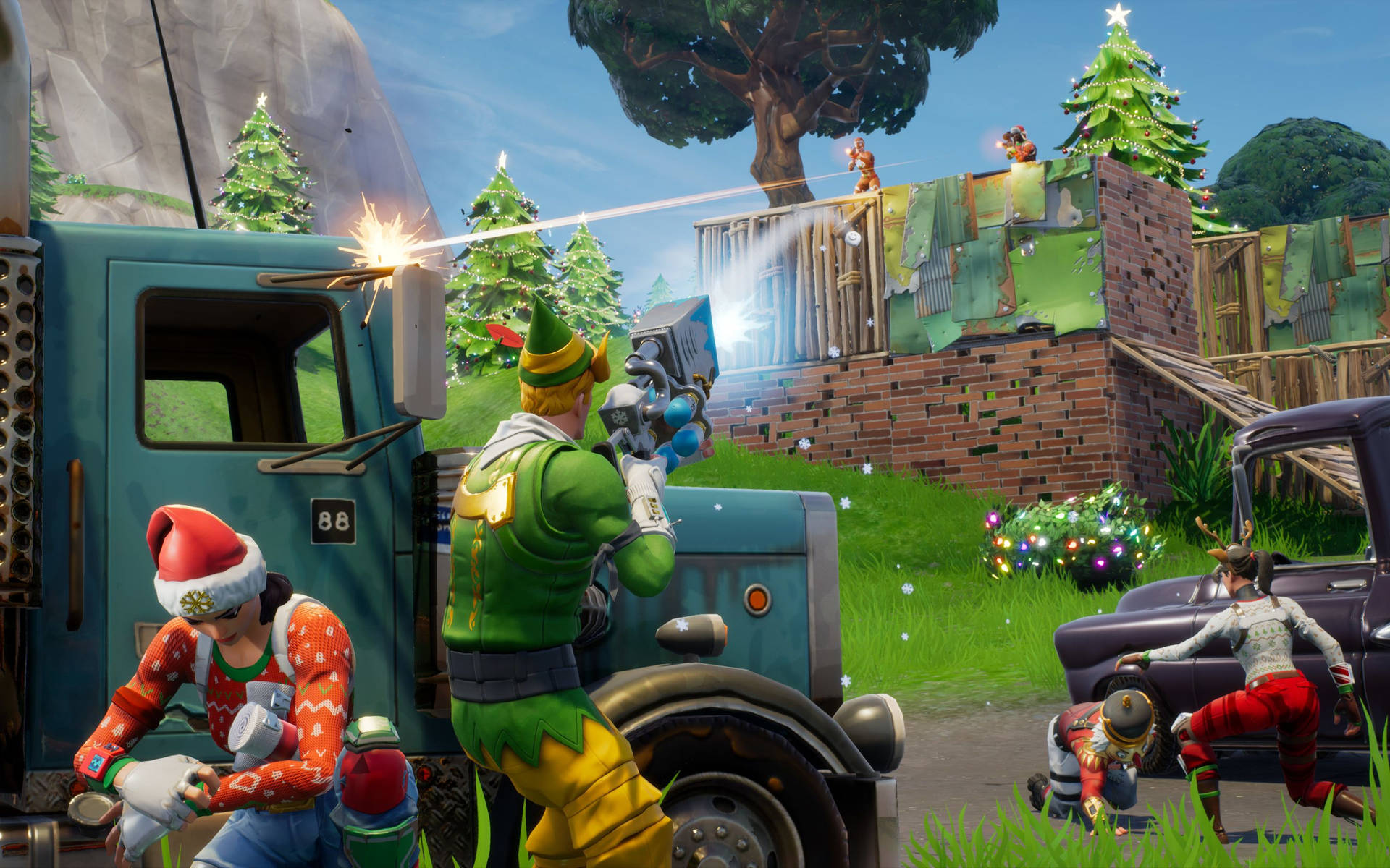 Battle Royale тапет в коледен сезон от играта Fortnite тапет.