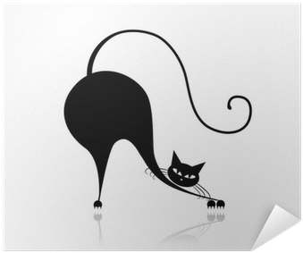 Стилизирано черно коте Тапет