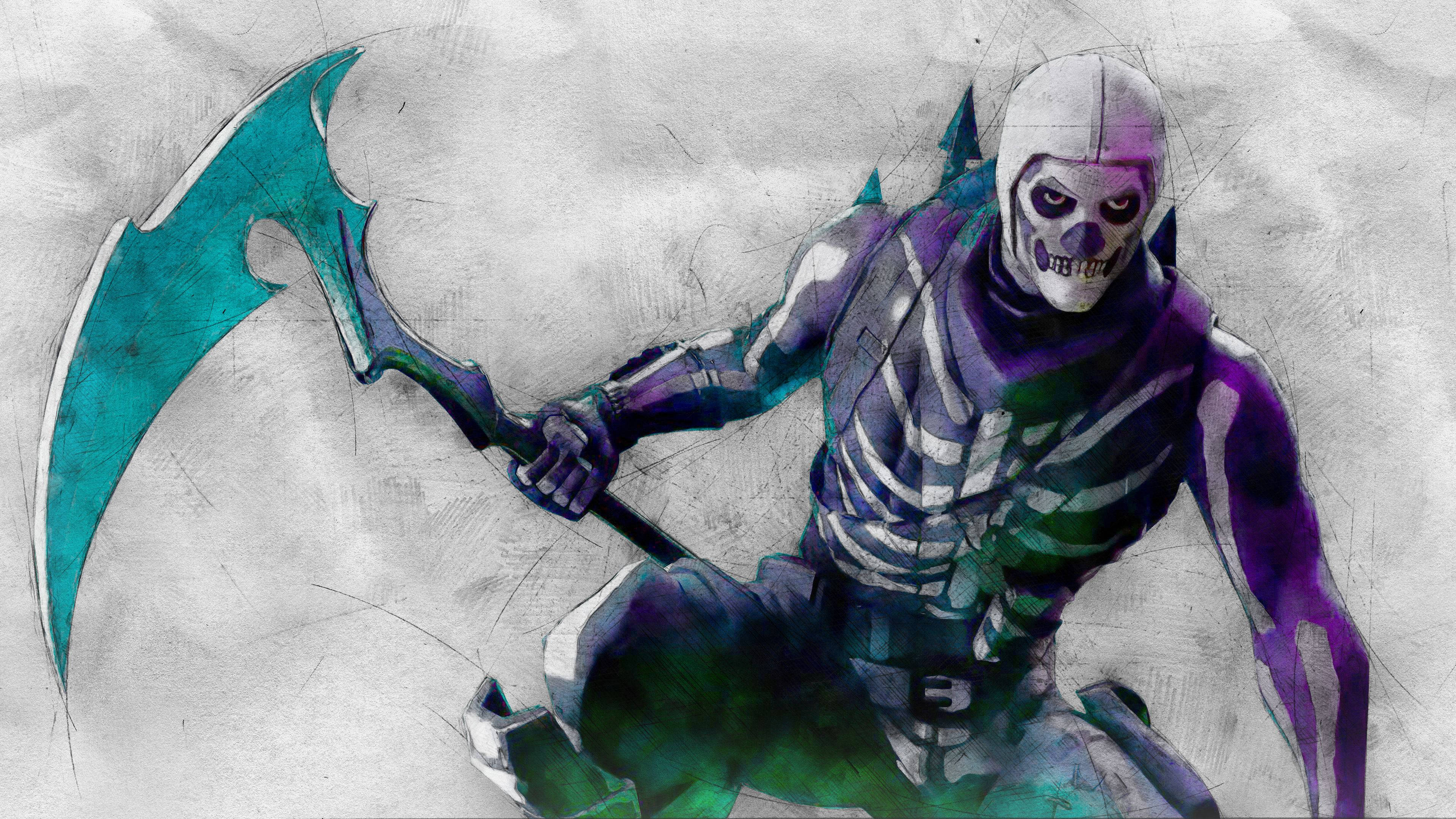 Страшен скелетен воин Fortnite фон Тапет