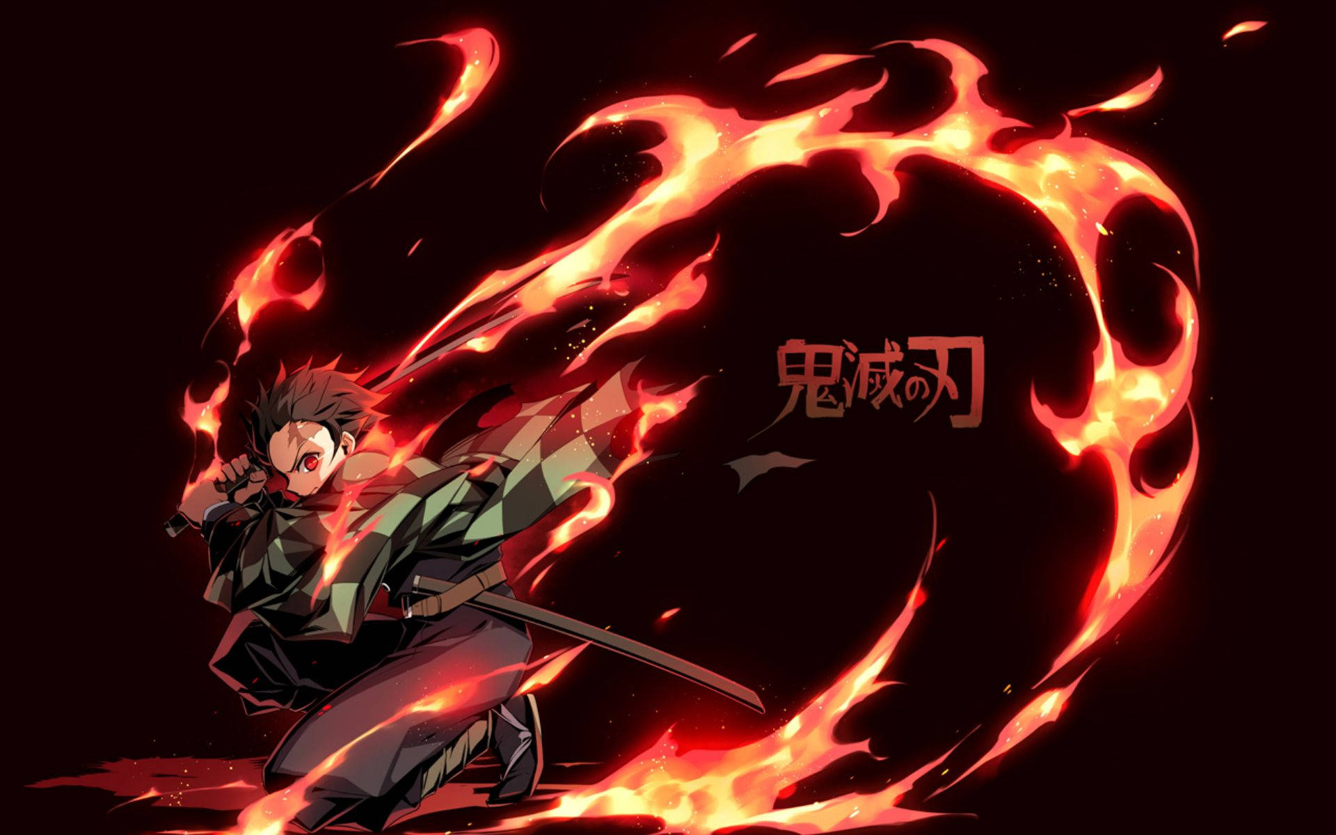 Тапет на Demon Slayer с Камадо Танджиро, изпълняващ техниката Хиноками Кагура.