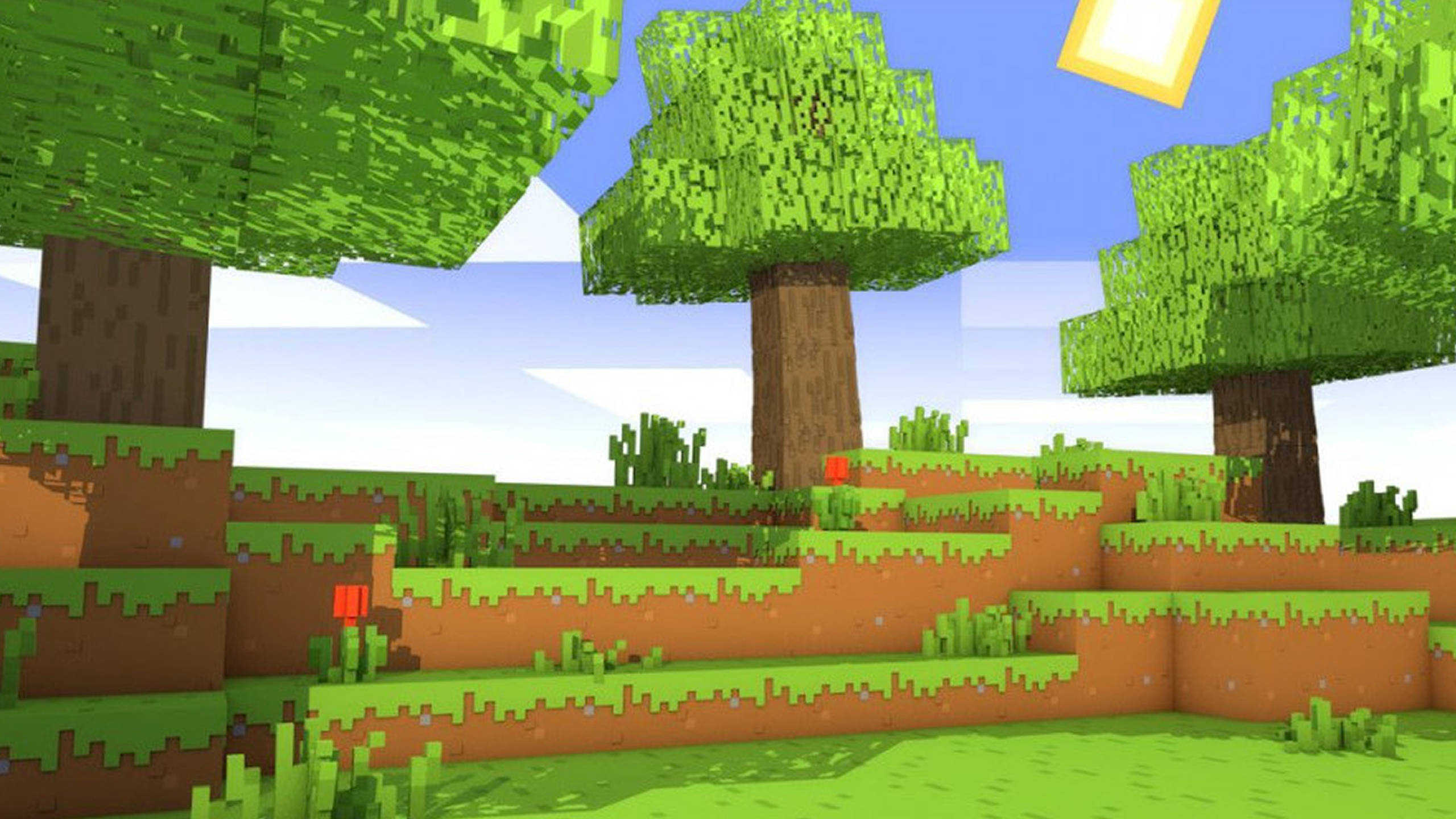 Трева с дървета 2560x1440 Minecraft Тапет