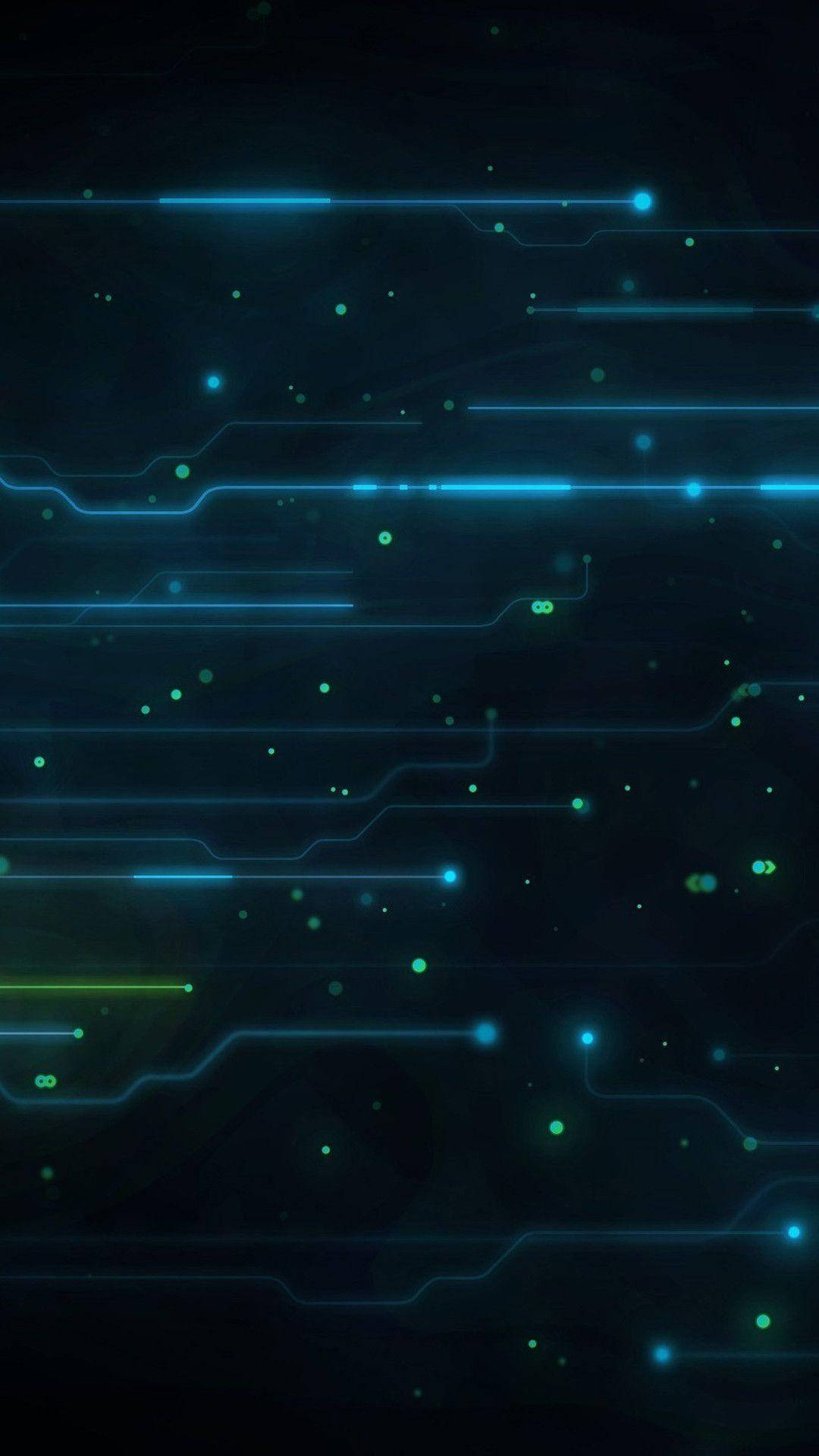 Тъмен телефон със сини светодиодни вериги Тапет