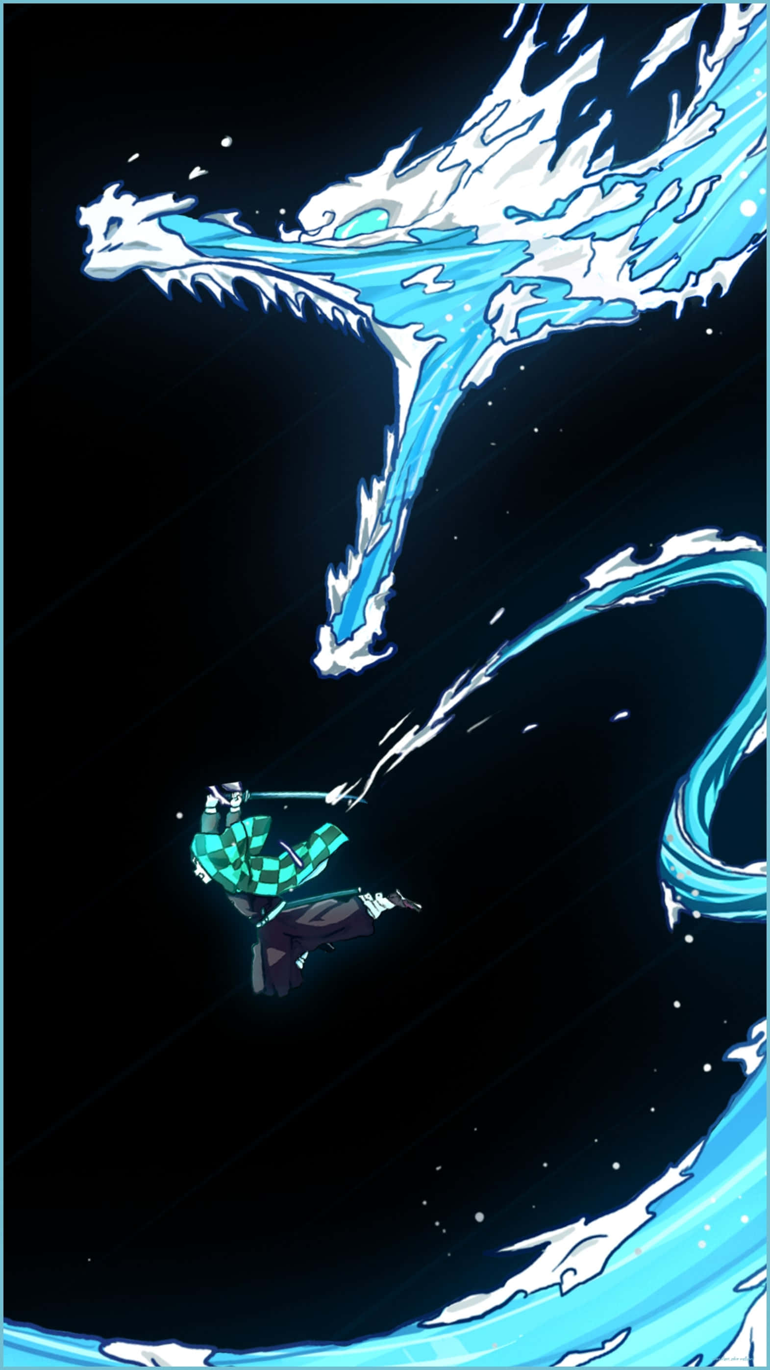 Тъмен тематичен дисплей за iPhone с Demon Slayer Тапет