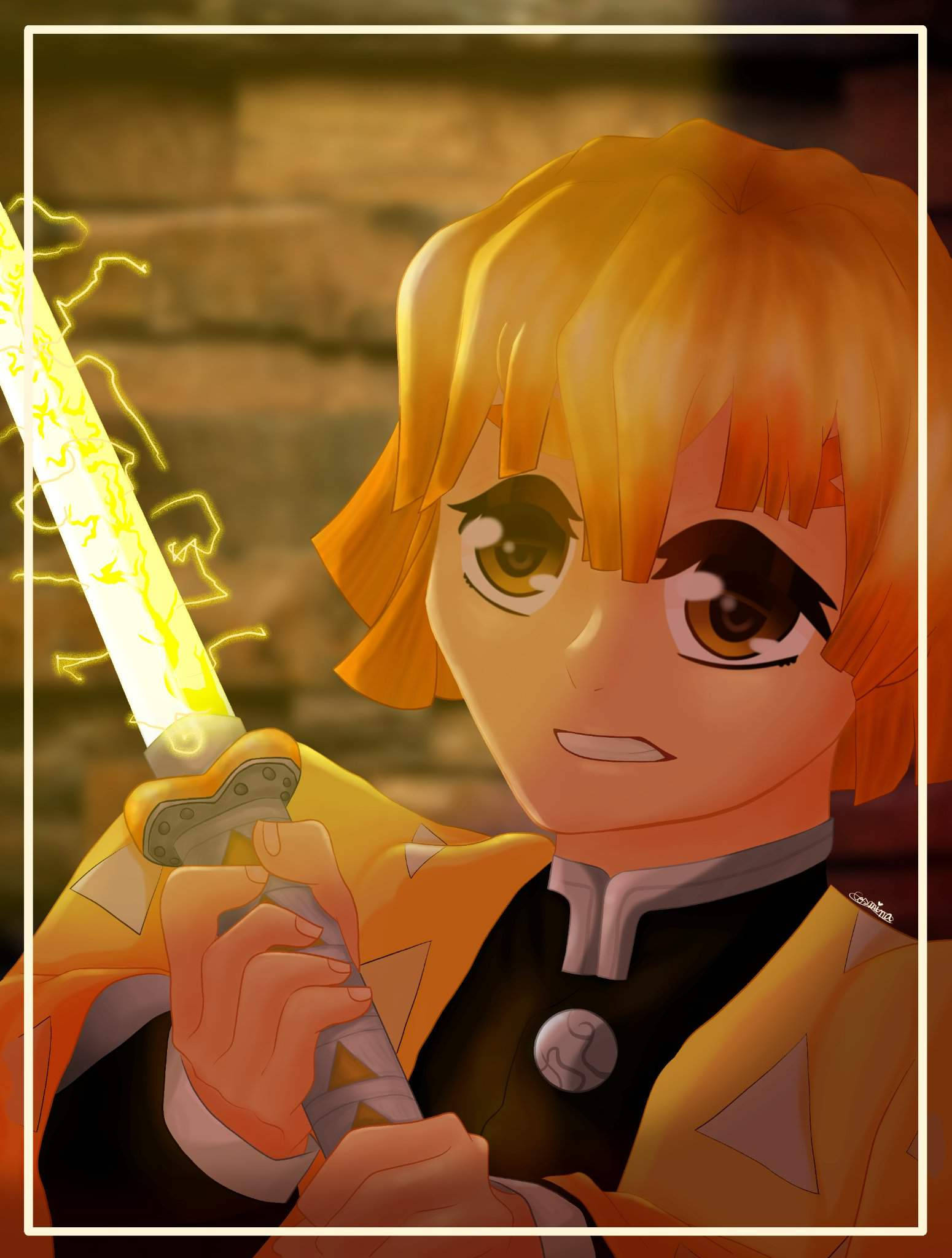 Уплашеният Зеницу от Demon Slayer Тапет